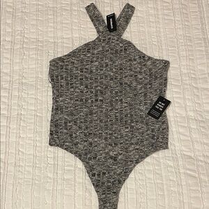 Express Gray Textured Bodysuit